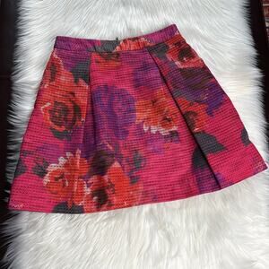 Trina Turk Pink Rose Jacquard Skater Skirt